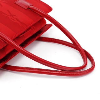 Yves Saint Laurent Red Satin YSL Tote Bag