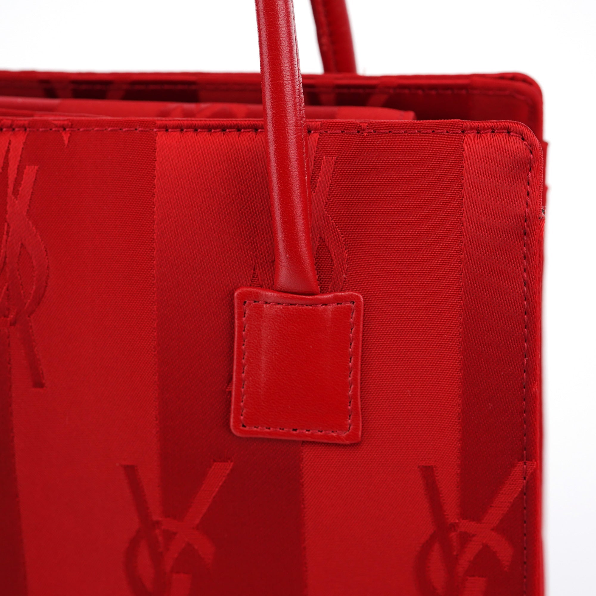 Yves Saint Laurent Red Satin YSL Tote Bag