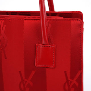 Yves Saint Laurent Red Satin YSL Tote Bag