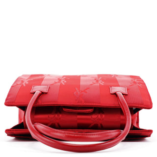 Yves Saint Laurent Red Satin YSL Tote Bag