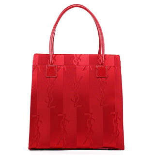 Yves Saint Laurent Red Satin YSL Tote Bag