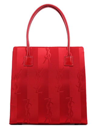 Yves Saint Laurent Red Satin YSL Tote Bag
