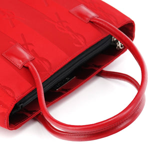 Yves Saint Laurent Red Satin YSL Tote Bag