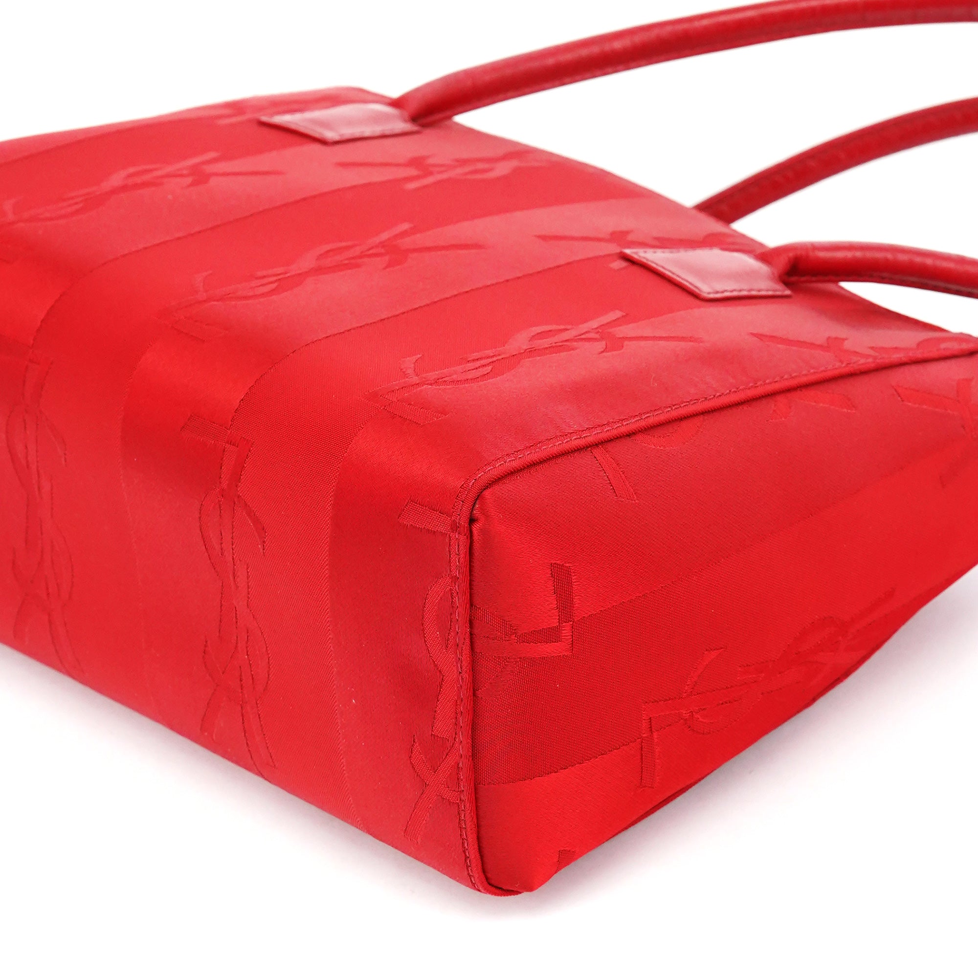 Yves Saint Laurent Red Satin YSL Tote Bag