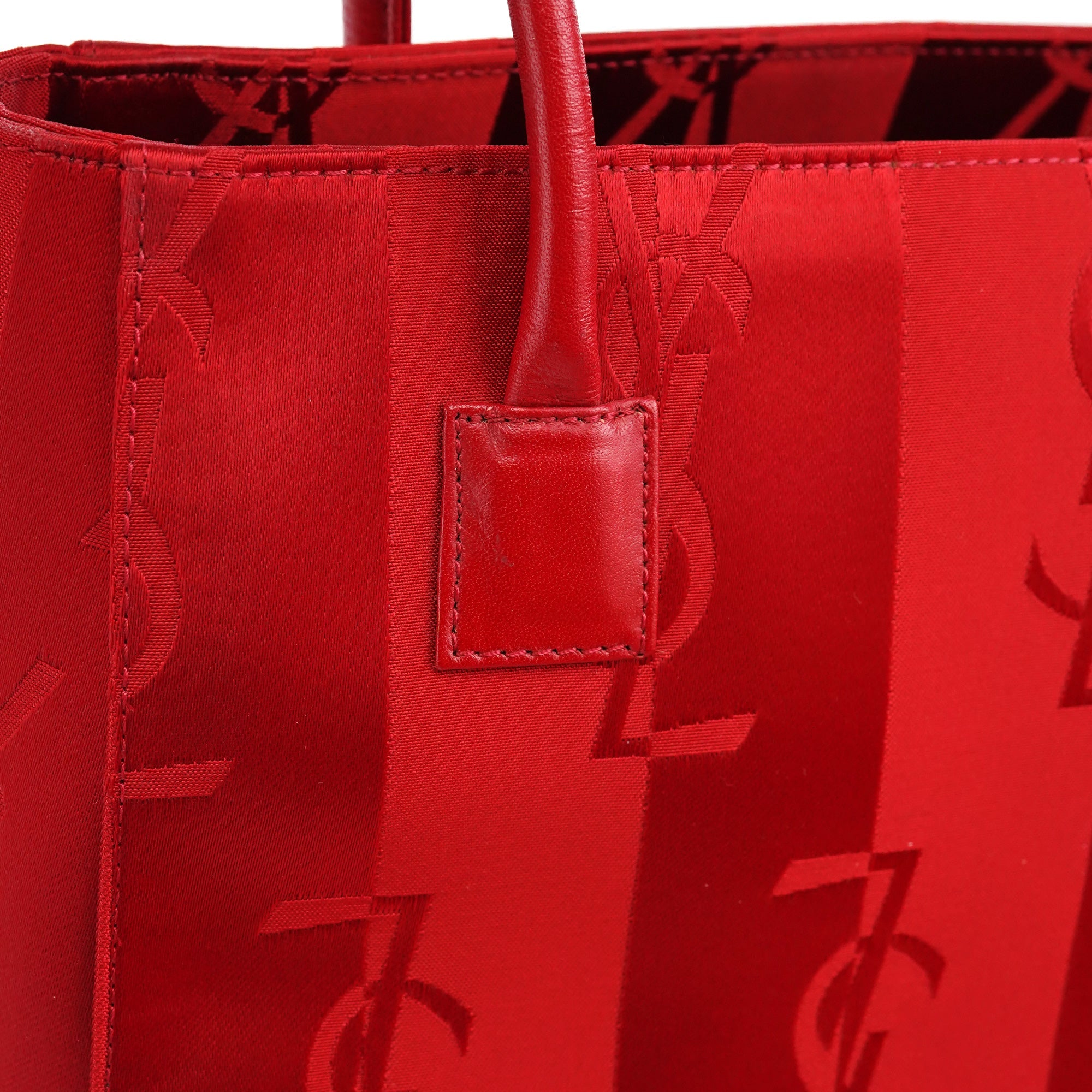 Yves Saint Laurent Red Satin YSL Tote Bag