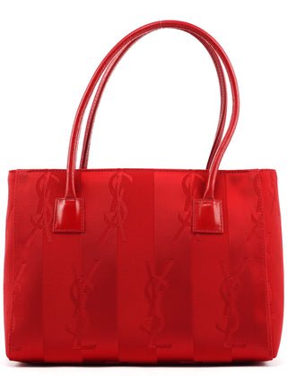 Yves Saint Laurent Red Satin YSL Tote Bag