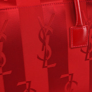 Yves Saint Laurent Red Satin YSL Tote Bag