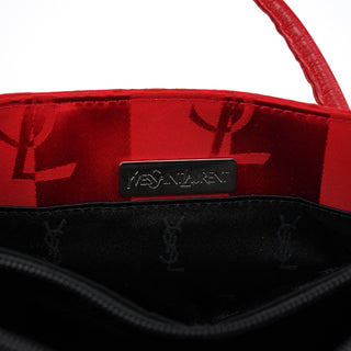 Yves Saint Laurent Red YSL Satin Leather Tote Bag