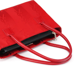 Yves Saint Laurent Red YSL Satin Leather Tote Bag
