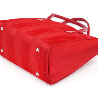 Yves Saint Laurent Red YSL Satin Leather Tote Bag
