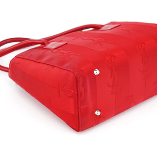 Yves Saint Laurent Red YSL Satin Leather Tote Bag