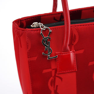 Yves Saint Laurent Red YSL Satin Leather Tote Bag