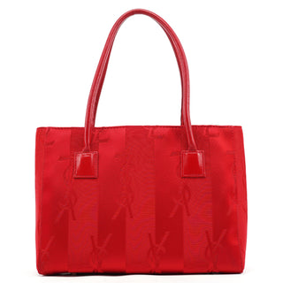 Yves Saint Laurent Red YSL Satin Leather Tote Bag