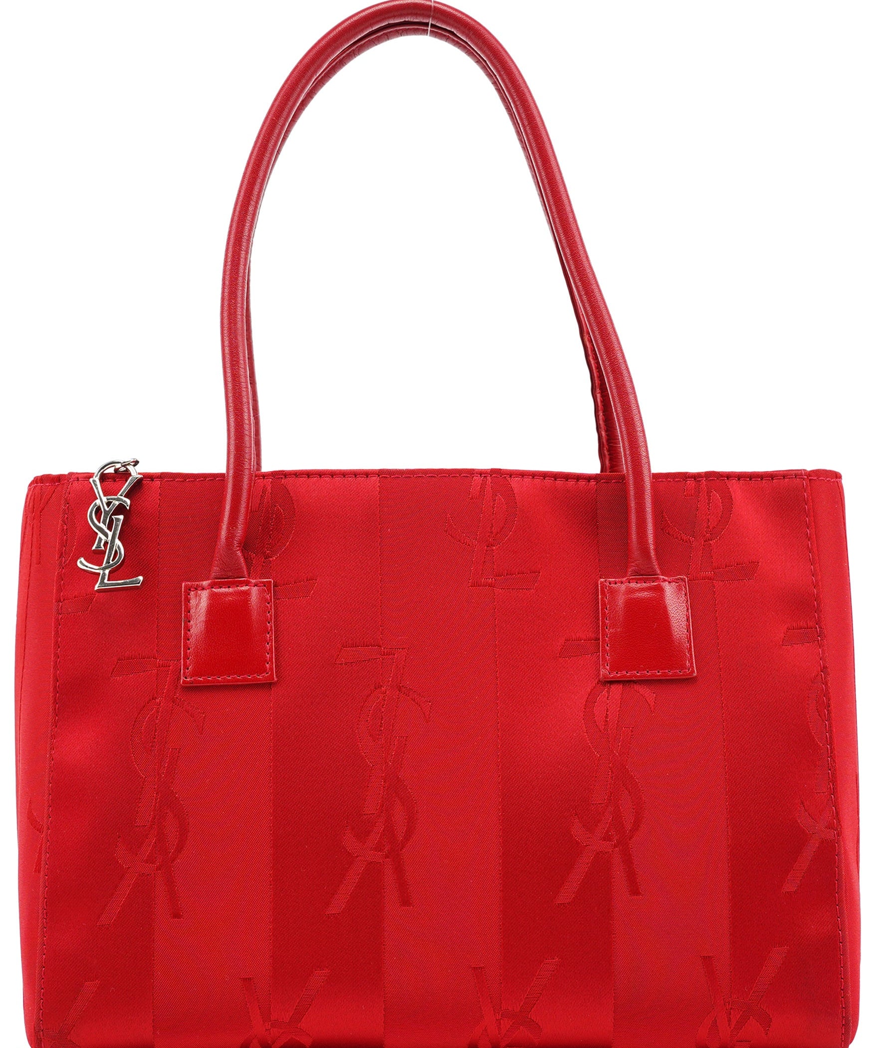 Yves Saint Laurent YSL Tote Bag aus rotem Satin und Leder