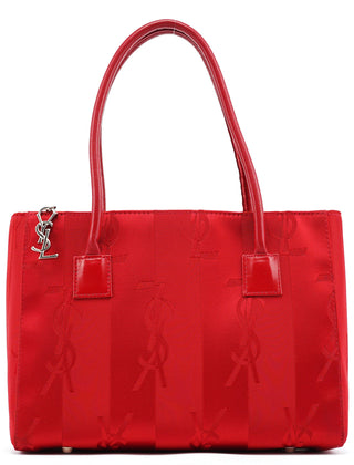 Yves Saint Laurent Red YSL Satin Leather Tote Bag