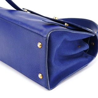 Yves Saint Laurent Royal Blue Leather Muse Two 2-Way Bag