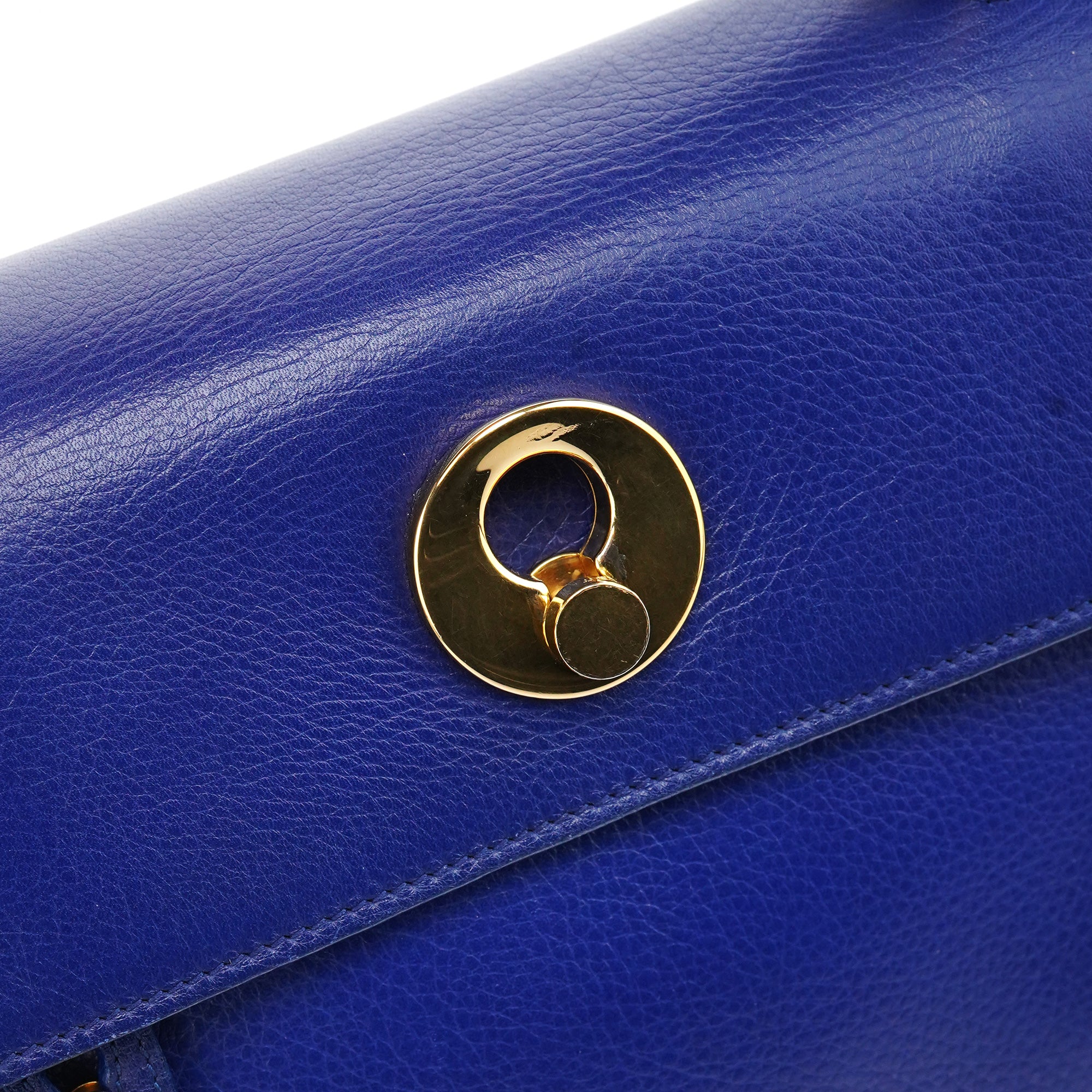 Yves Saint Laurent Royal Blue Leather Muse Two 2-Way Bag