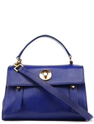Yves Saint Laurent Royal Blue Leather Muse Two 2-Way Bag