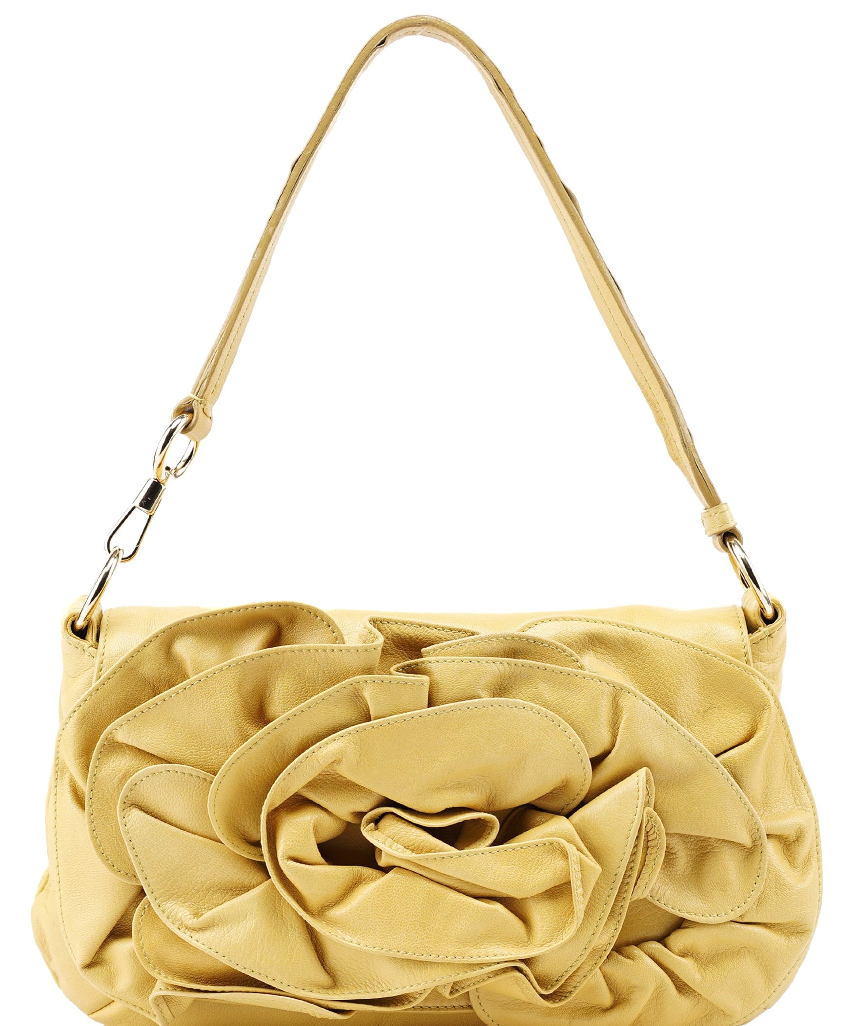 Yves Saint Laurent Borsa a spalla Nadja in pelle di vitello giallo tenue