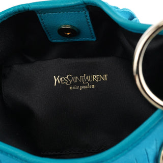Yves Saint Laurent Turquoise Leather Suede Fringe Shoulder Bag