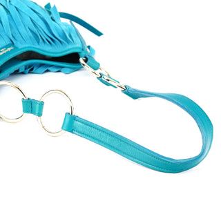 Yves Saint Laurent Turquoise Leather Suede Fringe Shoulder Bag