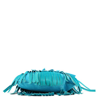 Yves Saint Laurent Turquoise Leather Suede Fringe Shoulder Bag