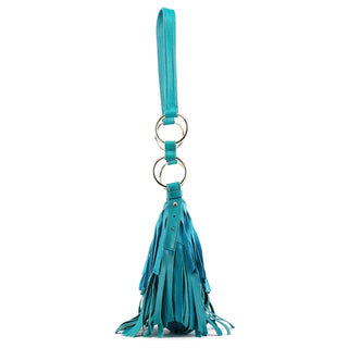 Yves Saint Laurent Turquoise Leather Suede Fringe Shoulder Bag